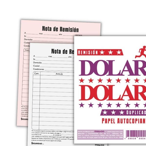 REMISION 18 CTA. DUPLICADO AUTOCOP. 44H.DOLAR RD-6 10200